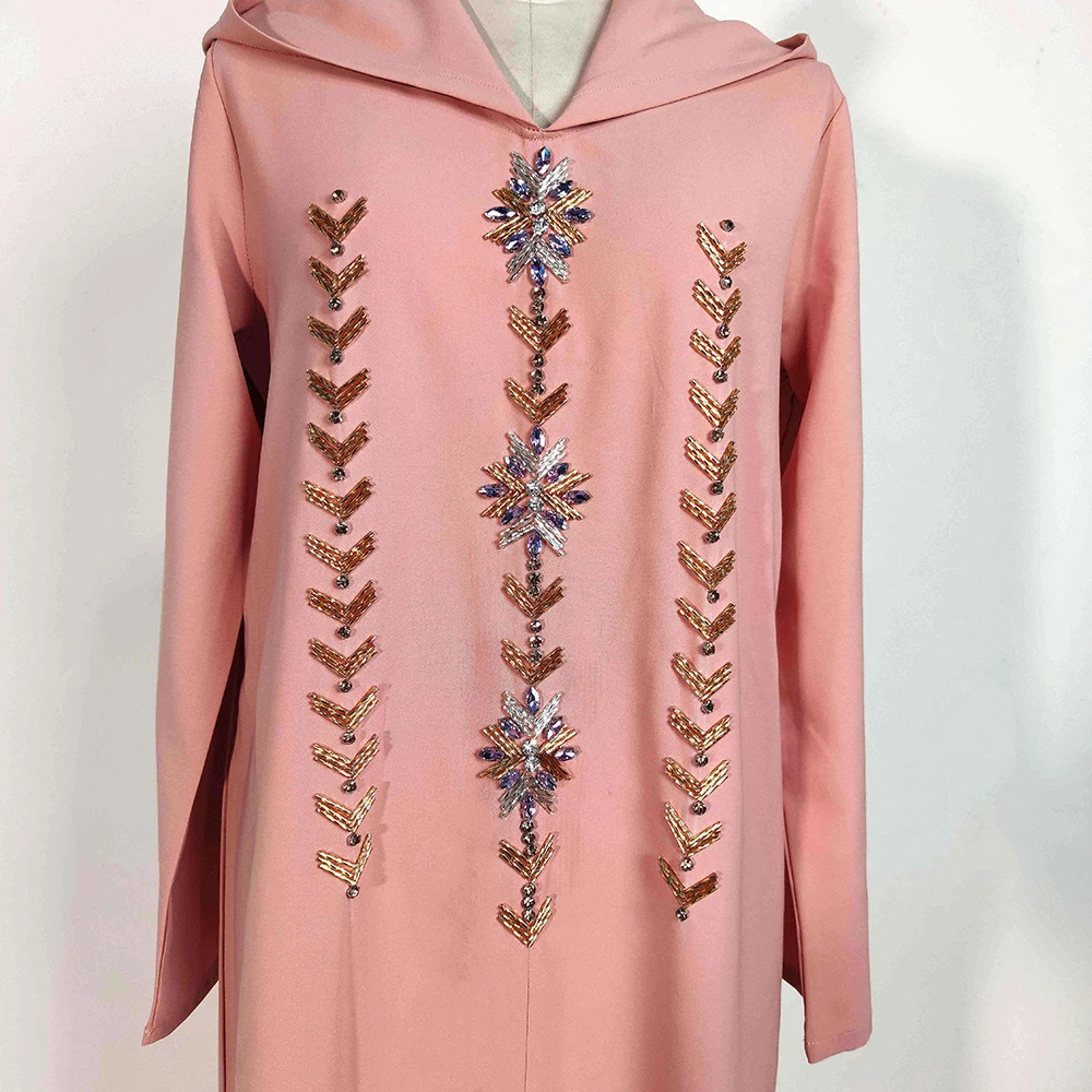 

Muslim Hijab Dress Ramadan Pink Kaftan Abaya Dubai Turkey Islam Clothing Abayas For Women Robe Musulman Djellaba Vetement Femme