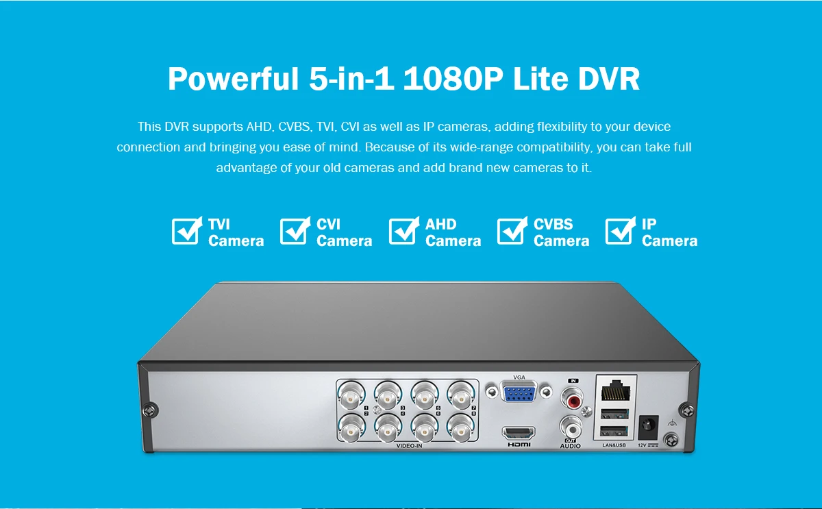 ANNKE 1080N CCTV камера DVR система 8 шт. водонепроницаемый 2.0MP HD-TVI черная купольная камера s домашний комплект видеонаблюдения Обнаружение движения