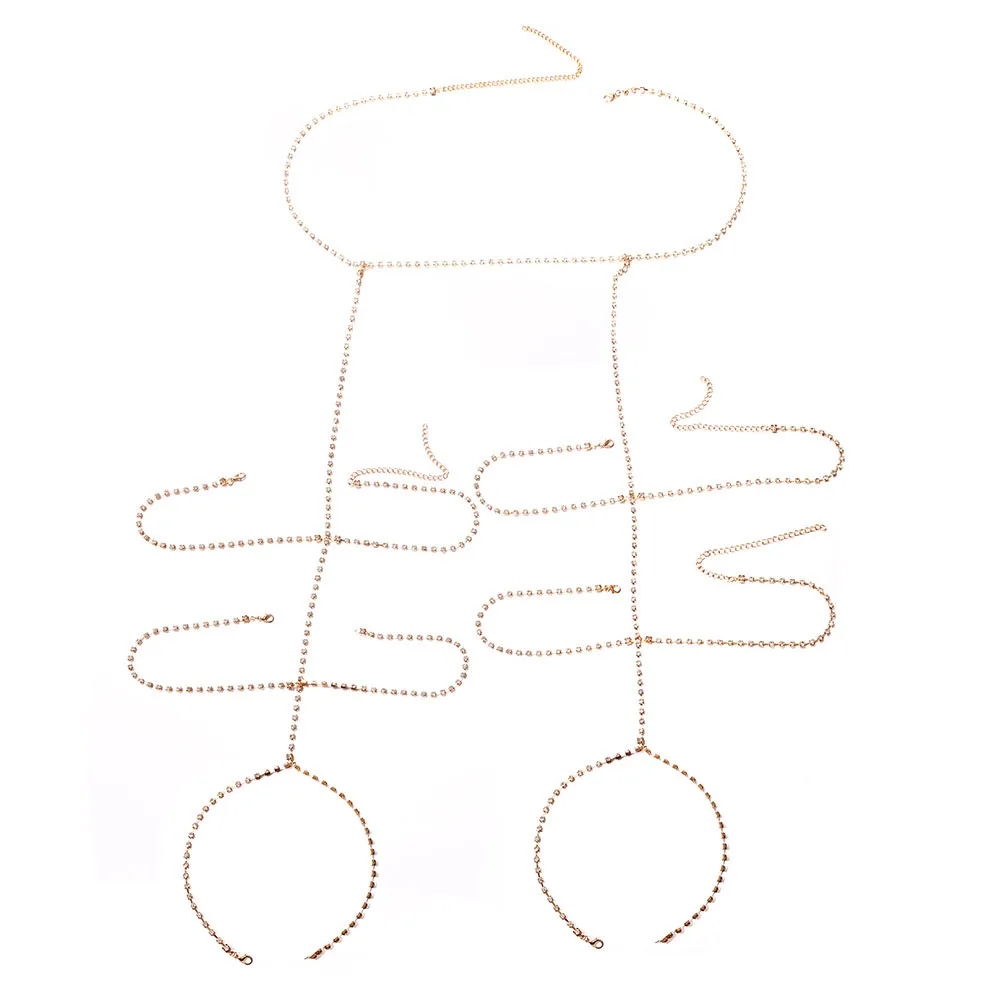 

Explosive model sexy boask nightclub super flash body collar chain multi-layer diamond thigh chain female accessories