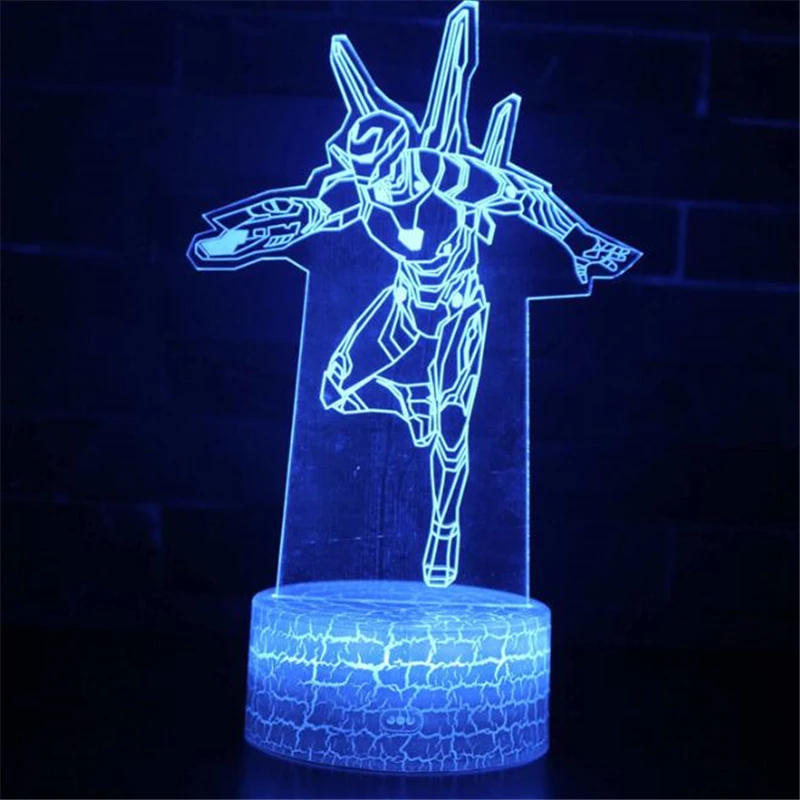 Марвел Мстители Акриловые 3D иллюзия светодиодный ная лампа Железный человек USB