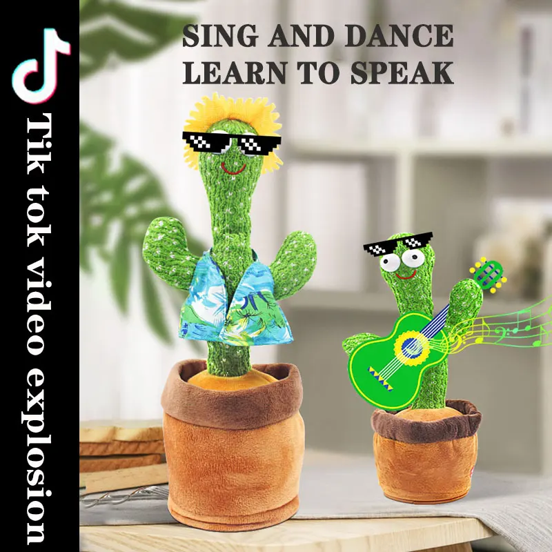 Новинка танцующий кактус плюшевые игрушки поет голос интерактивная электронная