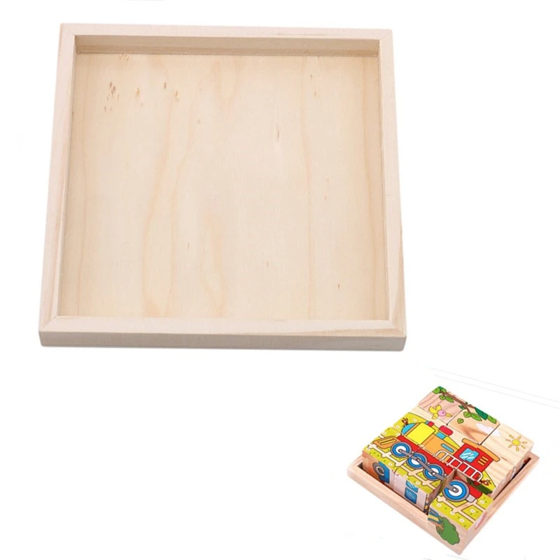 

1pc 3D Cubes Jigsaw Puzzles Tray Wooden Storage Toys Accessories For Children Kids