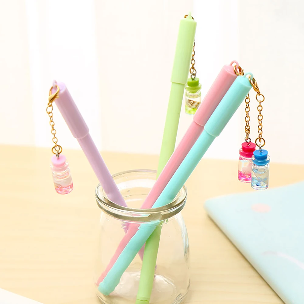 

Korean Cute Kawai Drifting Bottle Pendant Gel Pen Blue Kawaii Stationery Office Accessory Stationary Back to School Supply Thing