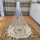 3 м собор Свадьба длинная кружевная Край свадебная Фата с расческой свадебные аксессуары невесты Мантилья свадебная вуаль