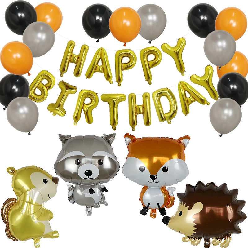 

1 комплект воздушные шарики в виде животных Лисий мех енота белка Ежик Фольга воздушный шар с гелием на дне рождения джунгли вечерние декор ...