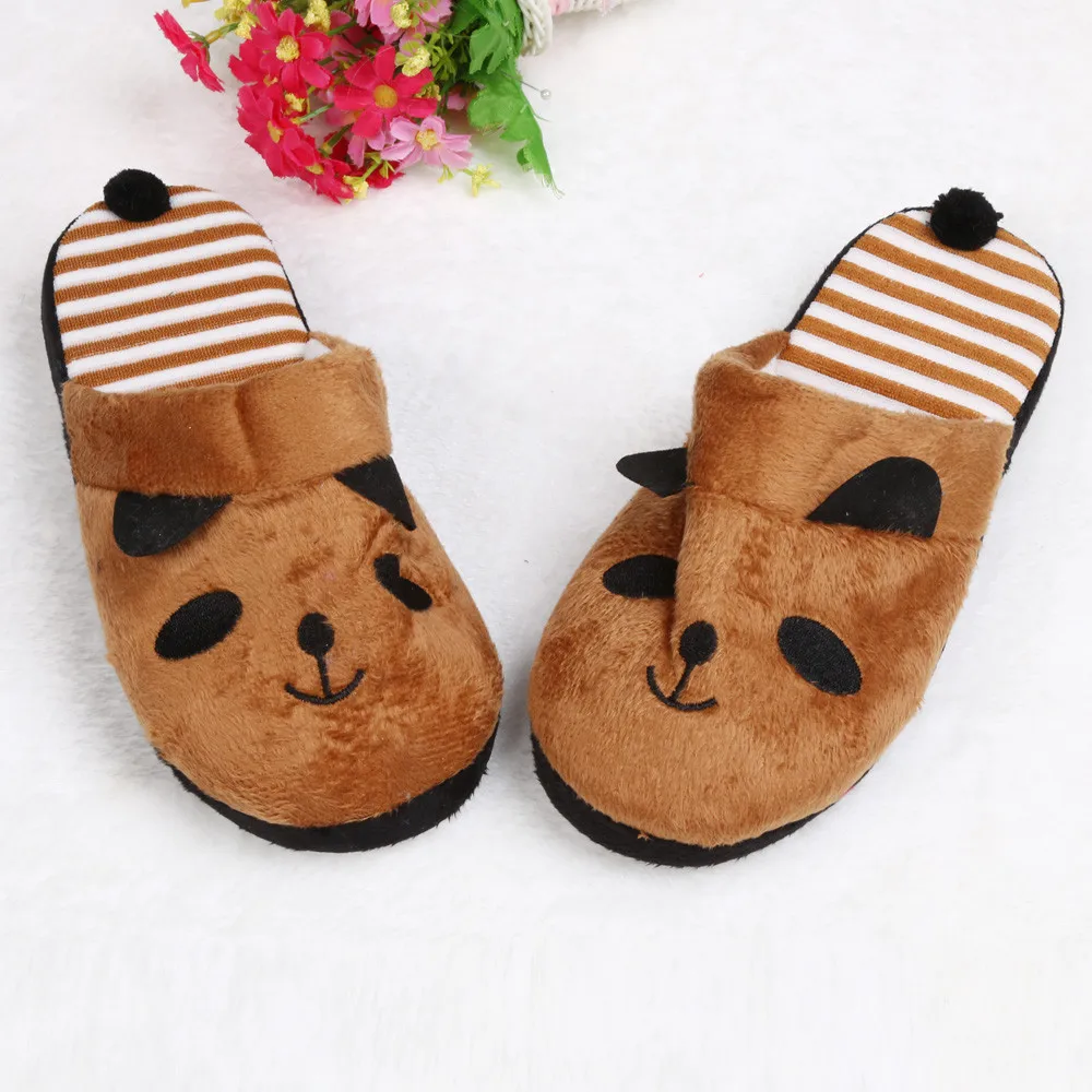 Тапки женские домашние с мехом панды Симпатичные Мультяшные Нескользящие