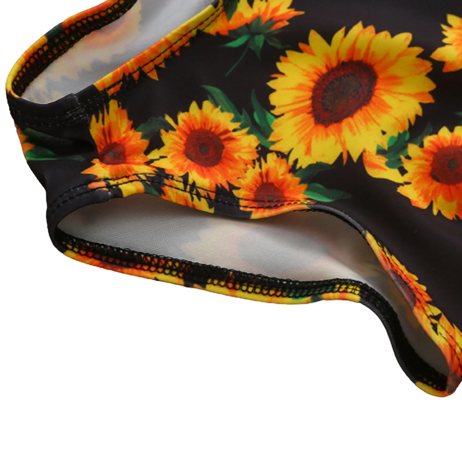 

Kids Girls One-Piece Swimwear Sunflowers Print Ruffles Sleeve Backless Bodysuit Swimwear 3-6Y