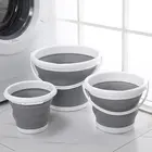 Силиконовое складное ведро для рыбалки, акция, складное ведро для мойки автомобиля, уличное рыболовное круглое квадратное ведро для лагеря, 1,5-10 л