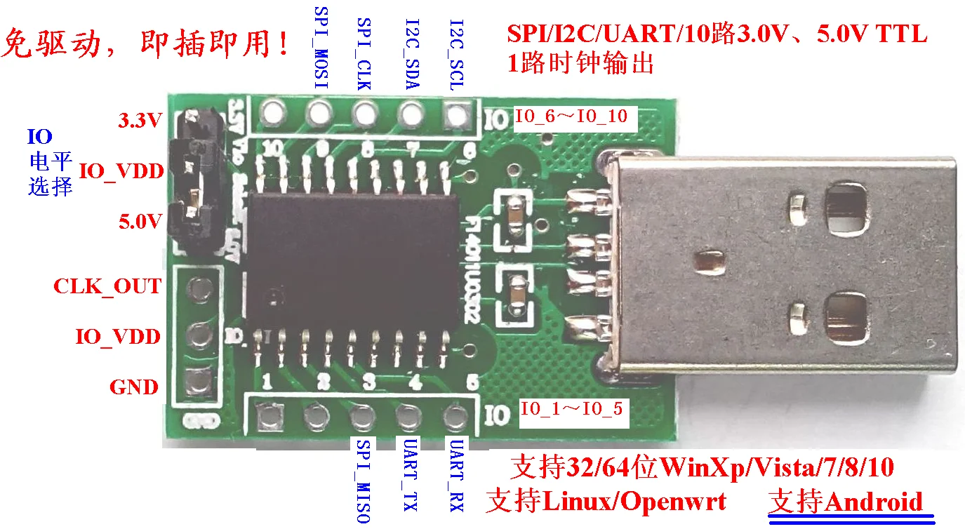 Накопитель HID USB для сбора данных SPI/I2C/UART/TTL IO VB исходный код Openwrt Android |