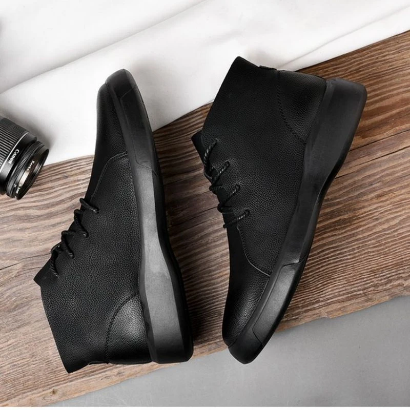 

2021 Autumn New Men's PU Lace Up Fashion High Top Boot Sewing Simple Wear Resistant Anti Slip Bottom Comfortable Hot Sale KH267