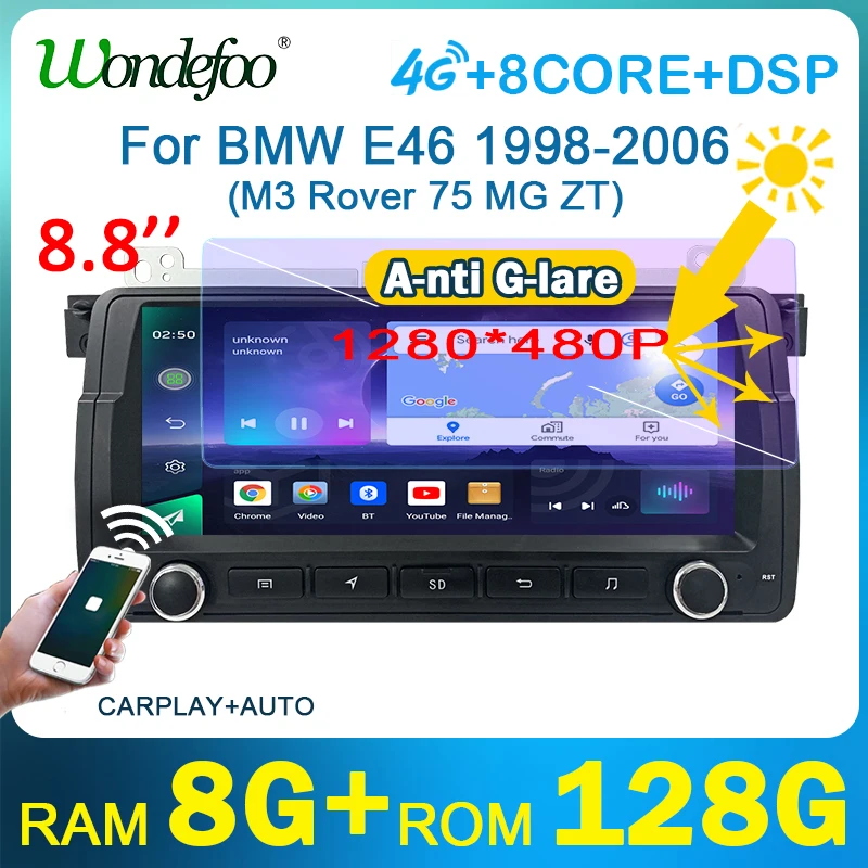 автомагнитола 2дин андройд 10 с экраном магнитола для BMW E46 M3 MG ZT Rover 75 1998-2006 Carplay