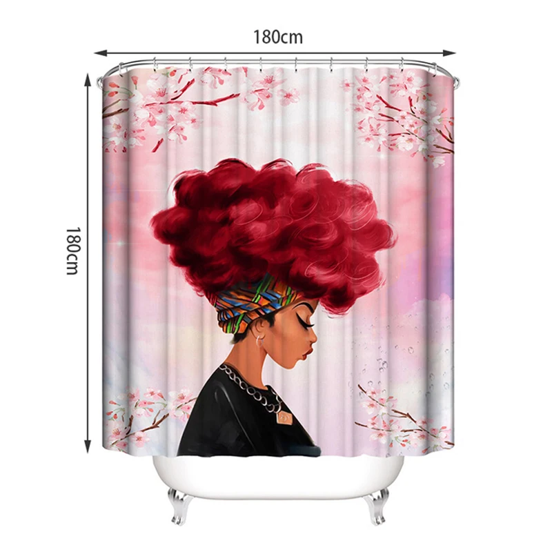 Водонепроницаемая занавеска для душа с крючками ванной из полиэстера цифровым