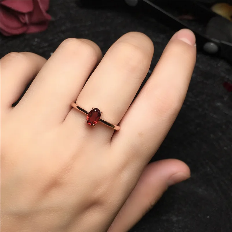 

SHIQING Nature garnet peridot citrine ruby amethyst 925 sterling silver solitaire gemstone silver ring for wedding