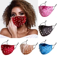 new velvet luxury pearl masquerade mask women fashion dust mask bling rhinestone masks face party accessories jewelry decoration