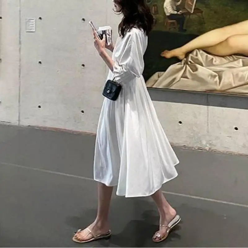 Черно белое женское платье Весна Лето корейские элегантные платья с коротким