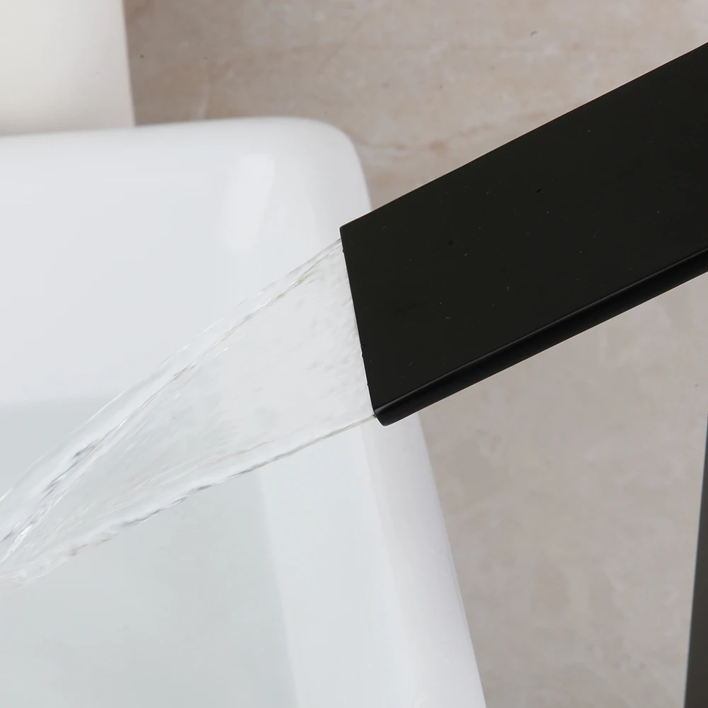 KEMAIDI черный шар смеситель для раковины водопад кран ванной комнаты Твердый