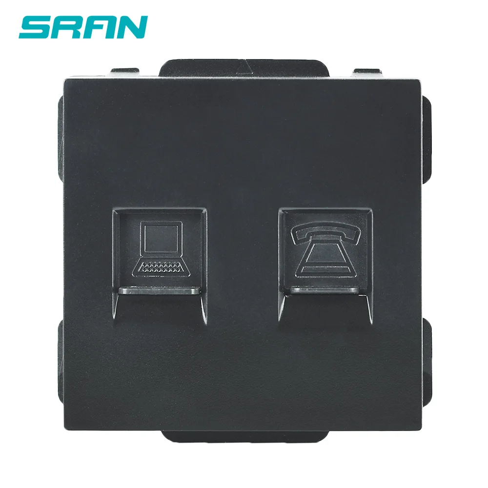 SRAN 52*52 wall telephone and internet socket interface RJ11+Rj45 function module accessories suitable for 86*86 panels | Обустройство