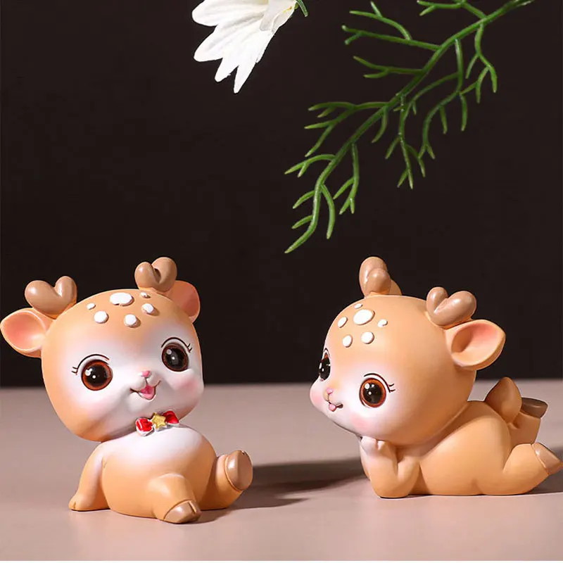 

Auto Cute Cartoon Deer Resin Decoration Creative Home Living Room Ornaments TV Cabinet Car Interior Accessories