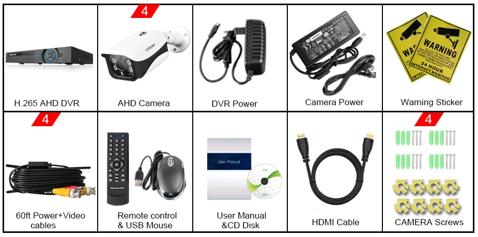 LOXCAM h.265+ 4CH AHD DVR комплект камер видеонаблюдения 4.0MP спектр ночного видения безопасности камера Открытый P2P комплект видеонаблюдения