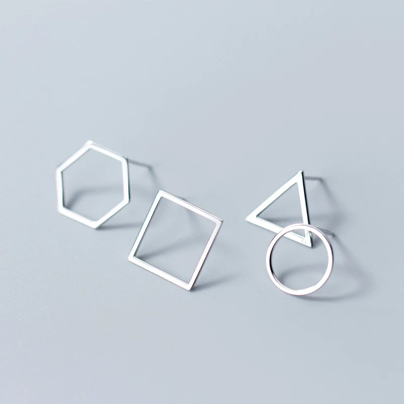 Женские шестигранные серьги гвоздики Trusta круглые и прямоугольные из 100%