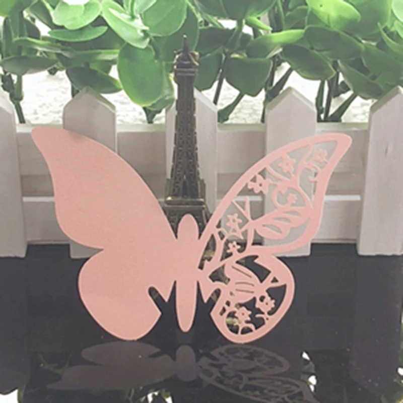 50 шт. бумажный столик с бабочкой и лазерной гравировкой бумажные карты для вина