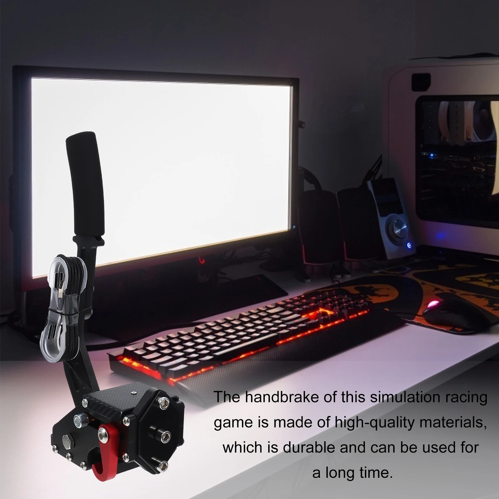 

1pc USB Analog Linear Game Drift Hand Brake Racing Game Hand Brake (Black)