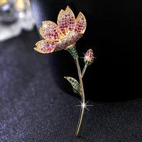 romantic rose flower brooches pins for women new fashionable flower brooch jewelry cubic zircon wedding corsage pin
