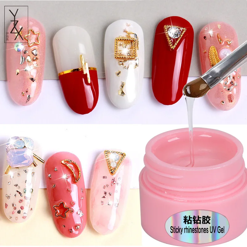 YZX Новинка 1 бутылка липкие Стразы УФ гель прозрачный лак для наращивания ногтей
