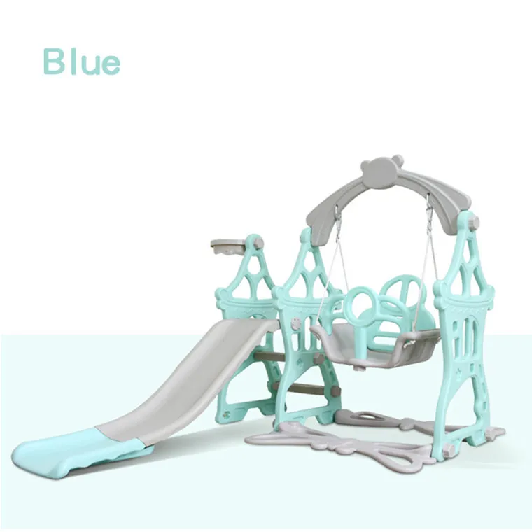 blue Детские качели стул музыкальная горка комбинация крытая игровая площадка с стрельба Баскетбол музыка и обучающая машина принцесса игрушки - Цвет: blue