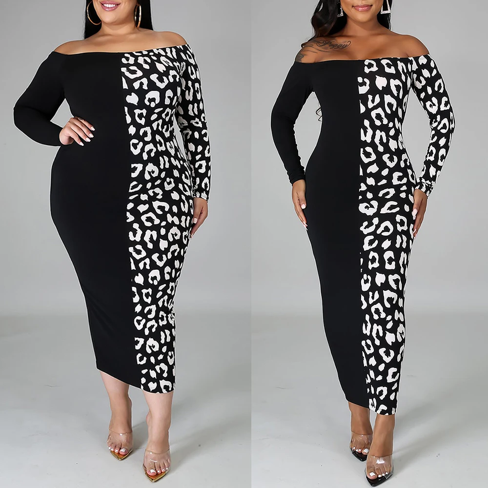 Женское двухцветное асимметричное платье на одно плечо с леопардовым принтом