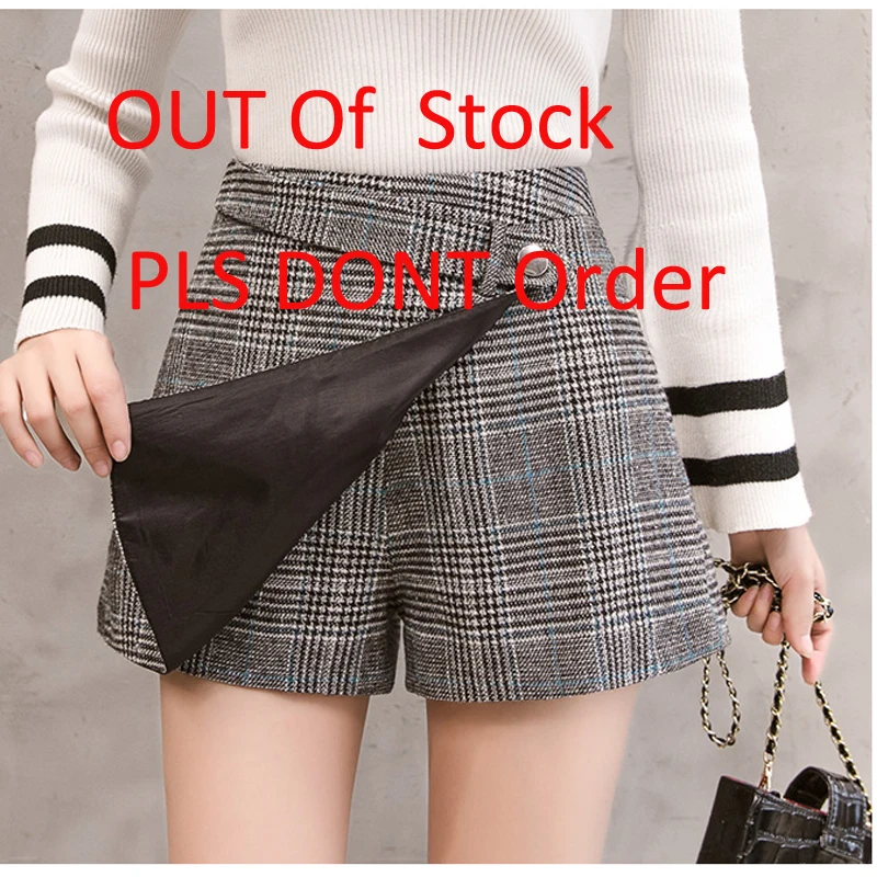 Женские клетчатые шерстяные шорты повседневные Офисные Мини трапециевидной