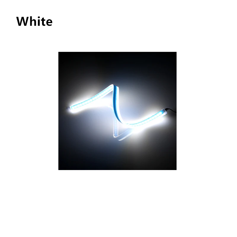 white no control box 2 шт., динамический DRL 30 45 60 см, Универсальный Автомобильный светодиодный DRL Дневной ходовой светильник, струящийся ходовой светильник, светодиодный фонарь, Тормозная лампа, сигнальный светильник - Цвет: white no control box