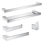 Набор принадлежностей для ванной из нержавеющей стали, хромированная полированная стеклянная полка, держатель для туалетной бумаги, крючок для полотенца, аксессуары для ванной комнаты