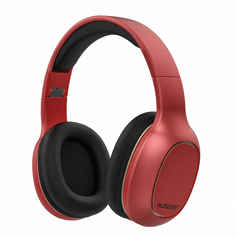 New Red Ausdom M09 беспроводные наушники Bluetooth наушники с микрофоном беспроводная гарнитура Bluetooth гарнитура стерео Поддержка SD карты - Цвет: New Red