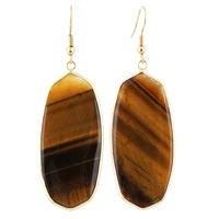fysl light yellow gold color oval shape tiger eye stone drop earrings for women red agates jewelry