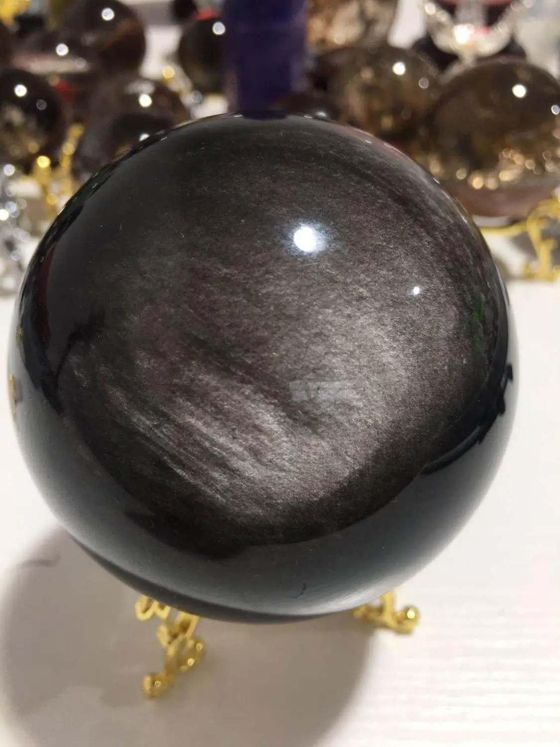

Natural quartz crystal silver jade ball decorative home chakra pendant A1