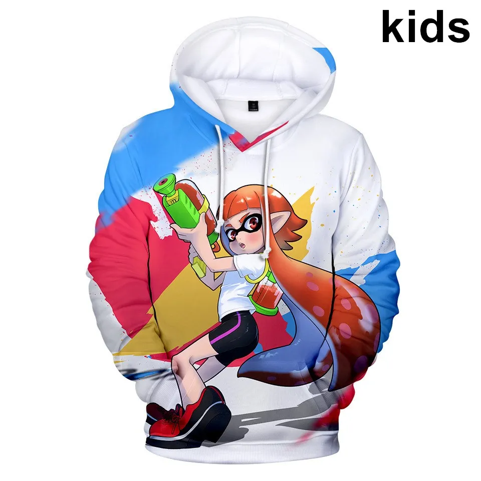 На возраст от 2 до 14 лет Детская толстовка с капюшоном принтом Splatoon 3D толстовки