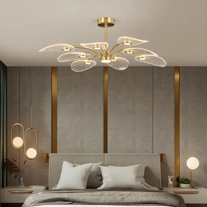 Nordic светодиодный потолочный светильник современный Медь люстры для Спальня