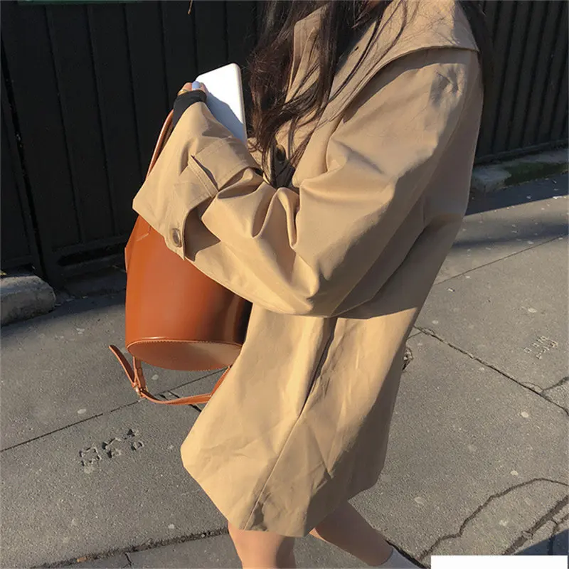 

Alien Kitty 2019 Autumn Loose Peter Pan Collar Sweet Office Lady Casual Trench Elegant Cardigans Tops Female All Match Coats