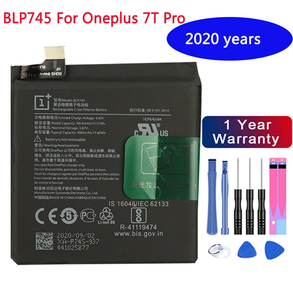 

New Original Replacement Battery 4000mAh BLP745 For Oneplus 7T Pro 7 T Pro Cell Phone Battery With Free Tools