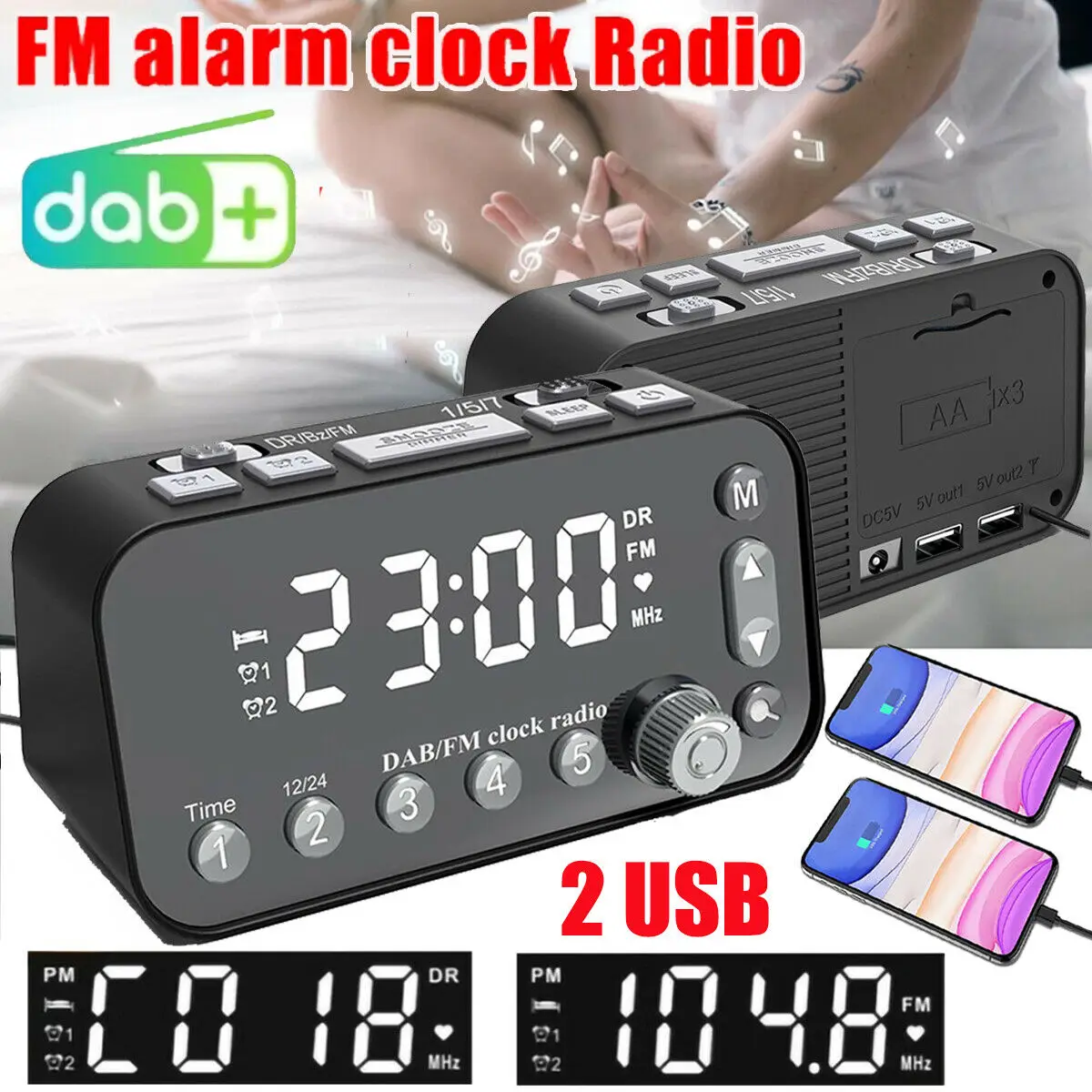 

Светодиодный Будильник многофункциональное радио Музыкальный плеер электронные цифровые настольные часы с двойным сигналом показывающие...