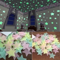 100pcs 3d luminous wall sticker glow in the night wall tape home ceiling decor bedroom luminous wallpaper fluorescent stickers