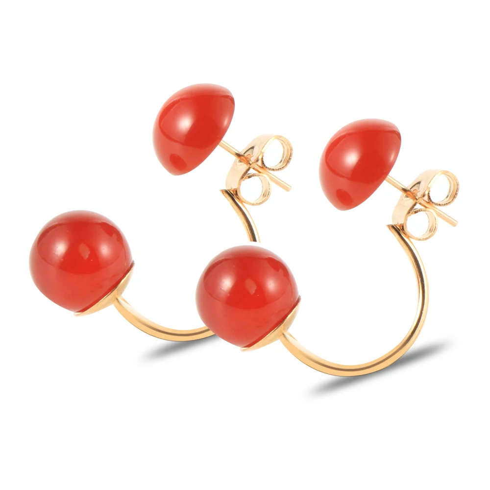 Женские серьги-гвоздики в стиле бохо с натуральным камнем украшенные