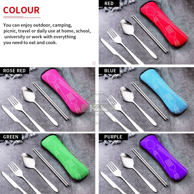 Портативный набор столовых приборов из нержавеющей стали Konco столовой посуды нож