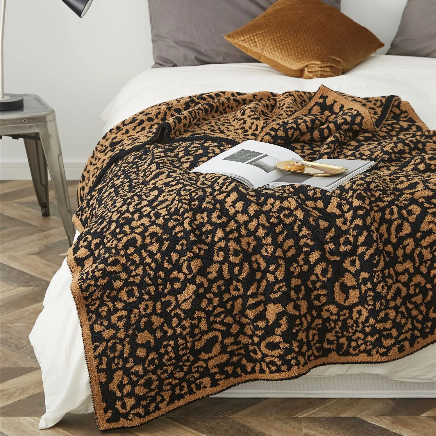

Leopard Print Throw Blanket Fashion Woven Blankets For Beds Soft Bed Spread Portable Home Sofa Nap Solid Blanket Shawl