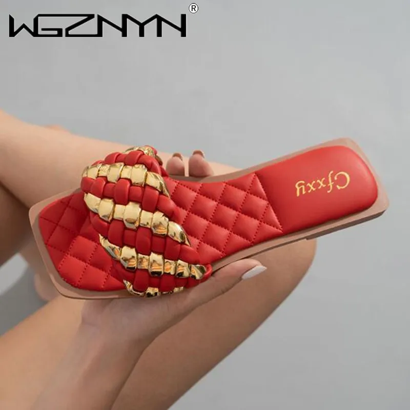 

Fashion Weaving Summer Slippers Women Casual Open Toe Flat Sandals Woman Comfortable Beach Slides Flip Flops Shoes Women 2020