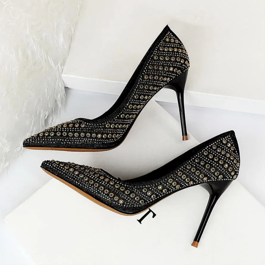 EOEODOIT модная обувь на высоком каблуке Пикантные с заклепками женские туфли