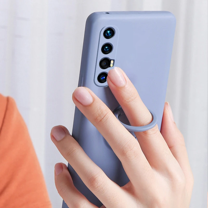 

Luxury Liquid silicon Case For OPPO A15 A53 A54 4G A72 A73 A74 A92 A93 phone case Candy colors Magnetic ring stand With lanyard