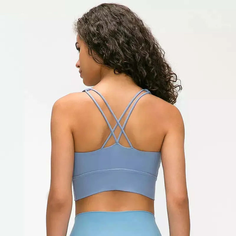 

ZenYoga BOOST Women Yoga Bras Criss Strappy Back Sport Bra Tops Push Up Tops Brushed Fabric Soft Padded Workout Crop Tanks