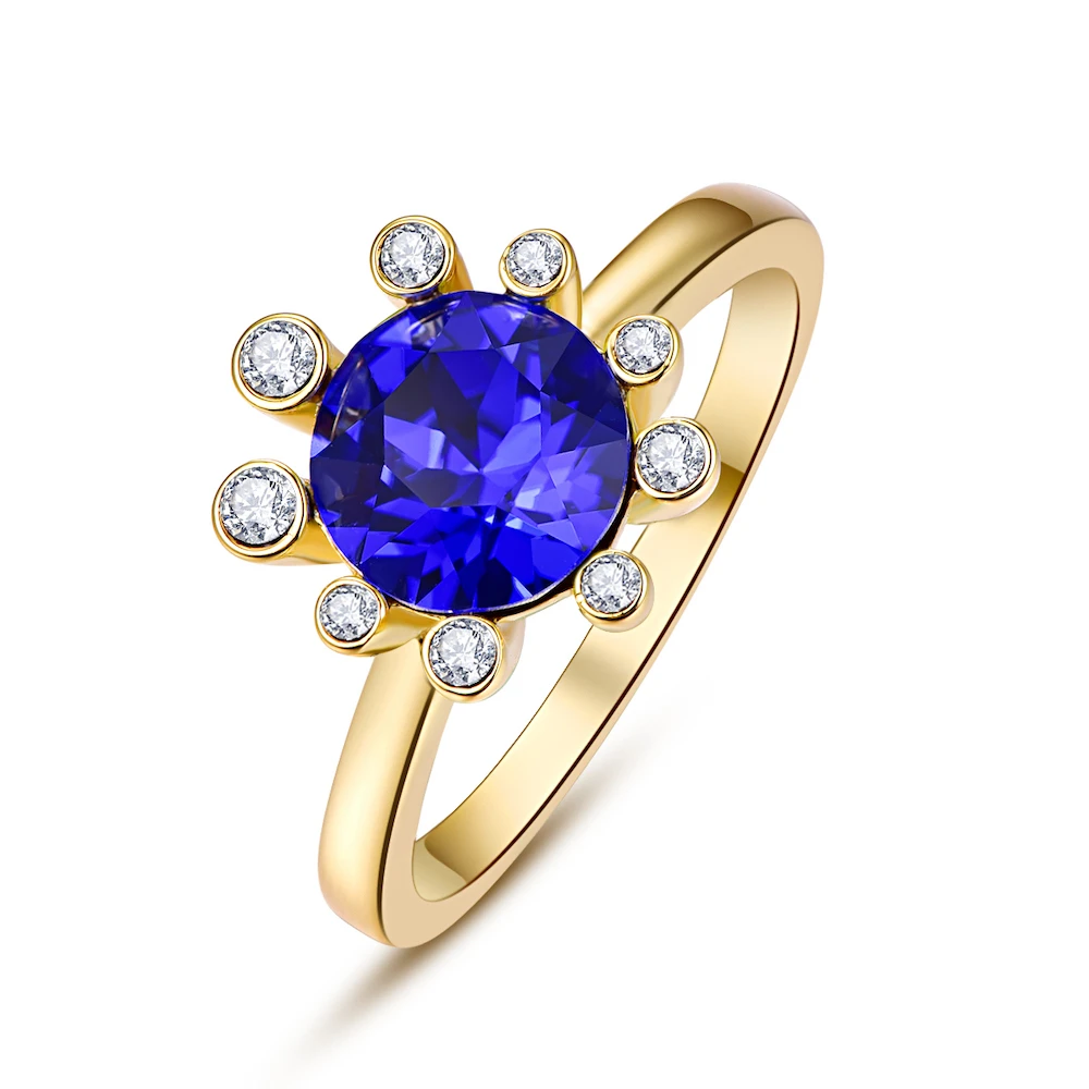Кристаллы от Swarovski Glod цветные кольца Цветы для женщин элегантное кольцо Новая мода Роскошные женские кольца Свадебные украшения - Цвет основного камня: Crystal 296